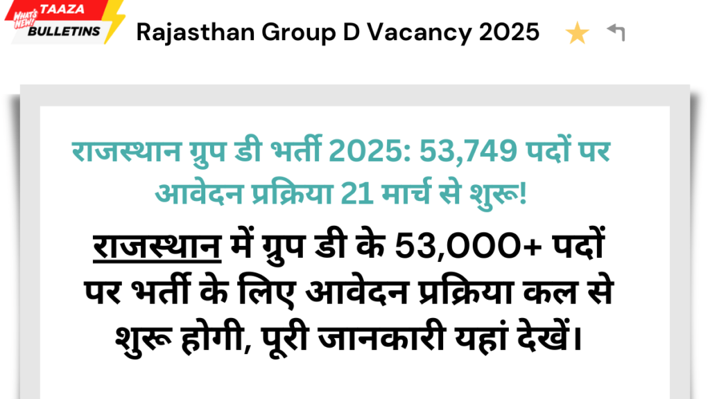Rajasthan Group D Vacancy 2025