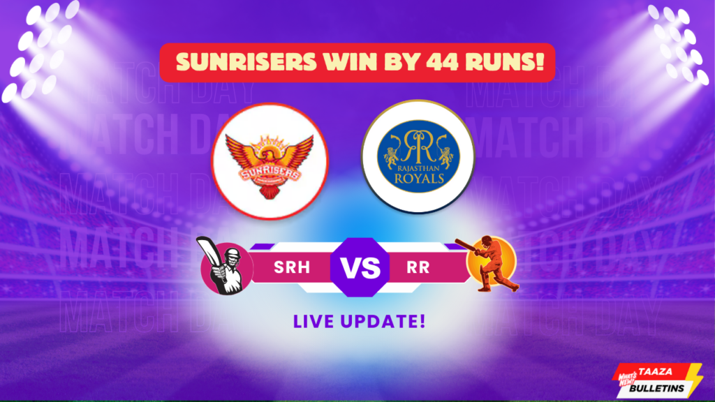 Sunrisers win by 44 runs